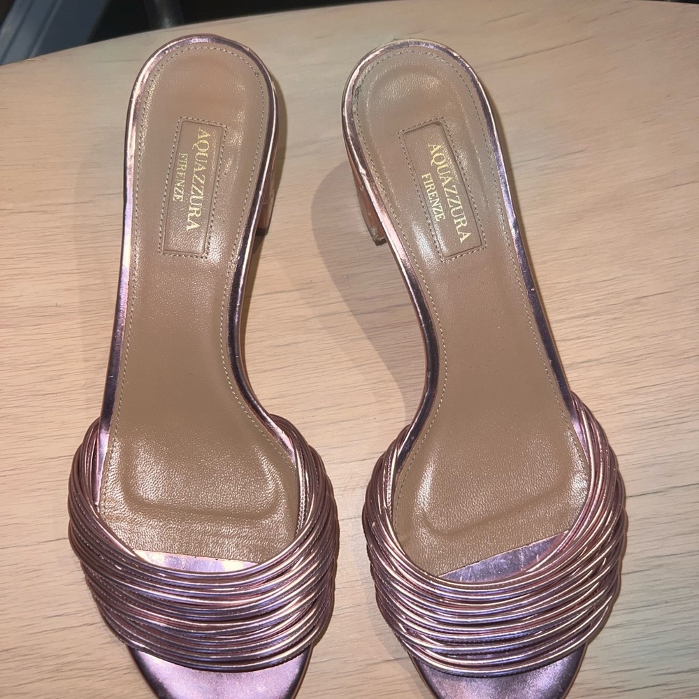 Aquazzura Metallic Pink Kitten Heel